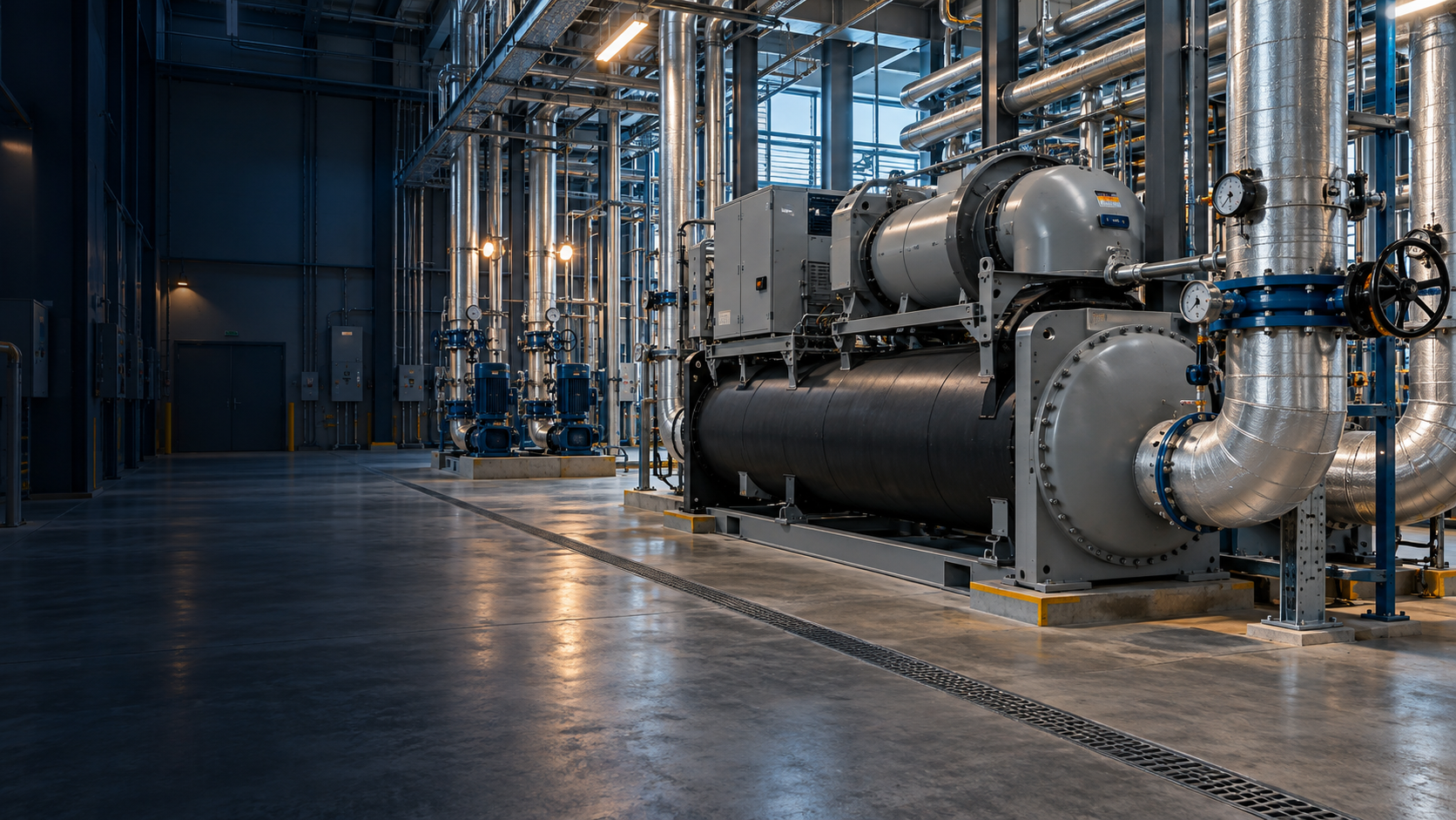 Commercial chiller and mechanical plant room